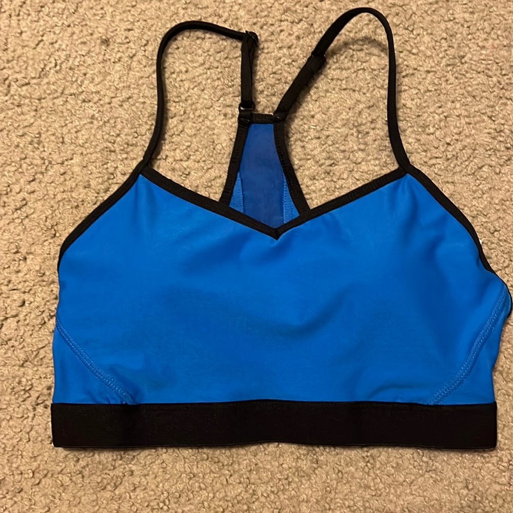 Athletic works  adjustable straps blue  sports bra, size M